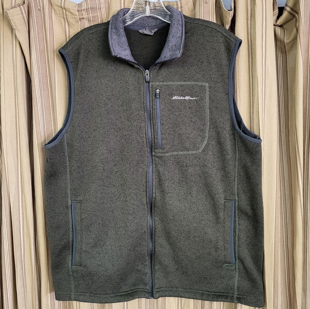 EDDIE BAUER full zip sweater vest L 3 pocket